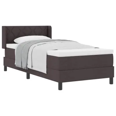 vidaXL Postelja z vzmetnico Temno rjava 200 x 90 cm Poliester