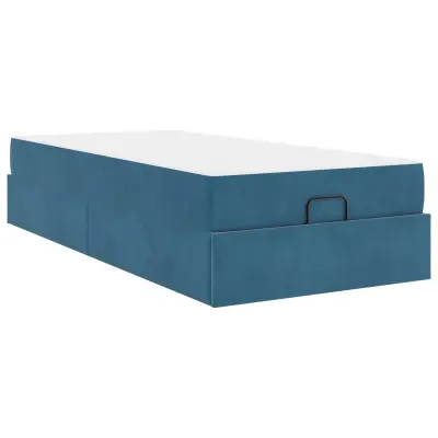 vidaXL Posteljni okvir z vzmetnico z vzmetnico 2 pcs Modra Žamet