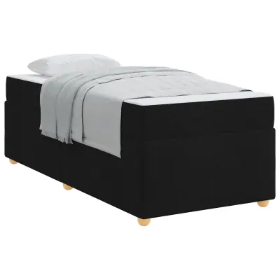 vidaXL Konstrukcija postelje z vzmetnico Črna 80 x 200 cm blago