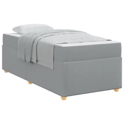 vidaXL Konstrukcija postelje z vzmetnico Svetlo siva 90 x 200 cm blago