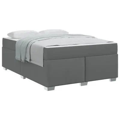 vidaXL Konstrukcija postelje z vzmetnico Temno siva 140 x 200 cm blago