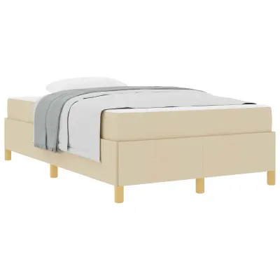 vidaXL Konstrukcija postelje z vzmetnico krema 120 x 200 cm blago