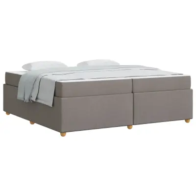 vidaXL Konstrukcija postelje z vzmetnico Taupe 200 x 200 cm blago