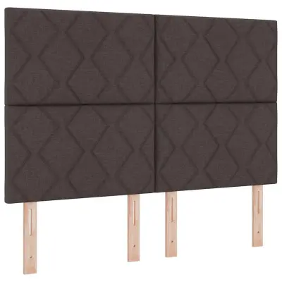 vidaXL Postelja z vzmetnico z vzglavjem Temno rjava 140 x 200 cm blago