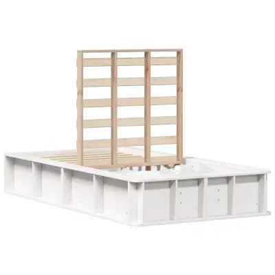 vidaXL Konstrukcija postelje Bela 90 x 190 cm Masivno borovo les