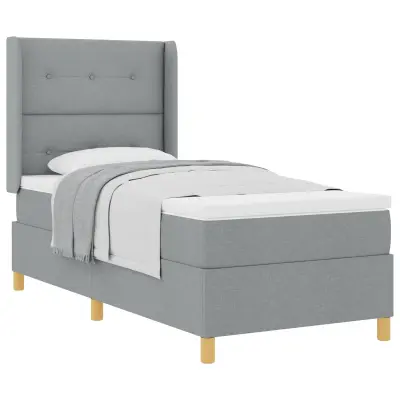 vidaXL Postelja z vzmetnico z vzmetnico Svetlo siva 100 x 200 cm blago
