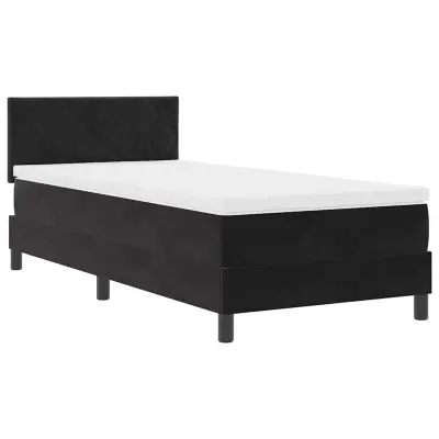 vidaXL LED Box Spring Postelja z vzmetnico Črna 90 x 190 cm Žamet