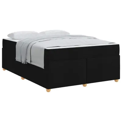 vidaXL Konstrukcija postelje z vzmetnico Črna 160 x 200 cm blago