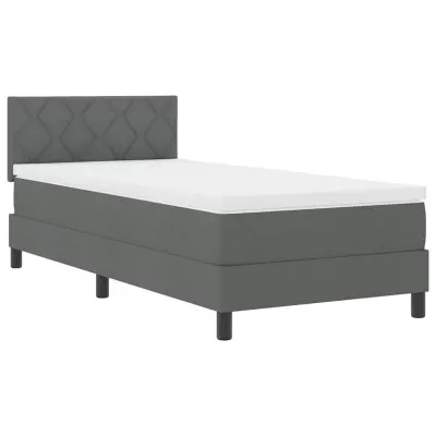 vidaXL Postelja z vzmetnico z vzmetnico Temno siva 90 x 190 cm blago