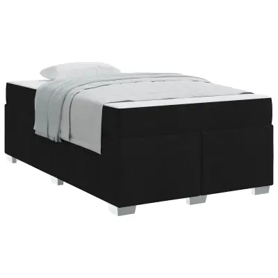 vidaXL Konstrukcija postelje z vzmetnico Črna 120 x 200 cm blago