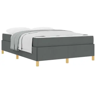vidaXL Konstrukcija postelje z vzmetnico Temno siva 140 x 200 cm blago