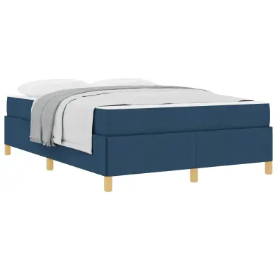 vidaXL Konstrukcija postelje z vzmetnico Modra 140 x 190 cm blago