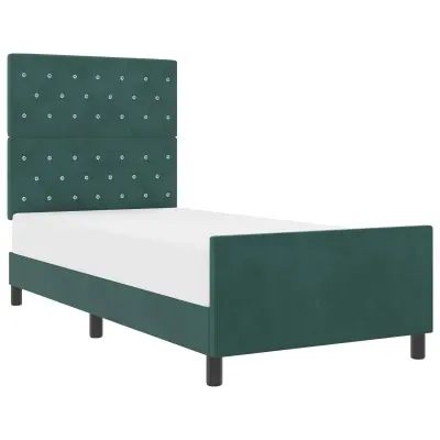 vidaXL Postelja z vzmetnico Temno zelena 100 x 200 cm Žamet