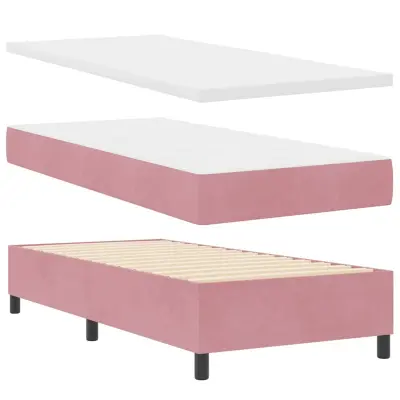 vidaXL Postelja z vzmetnico z vzmetnico Roza 80 x 200 cm Žamet
