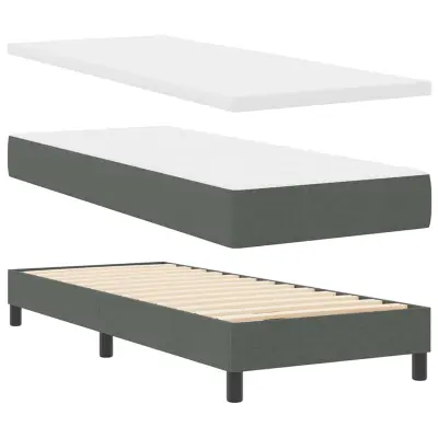 vidaXL Postelja boxspring z vzmetnico Temno siva 80 x 200 cm