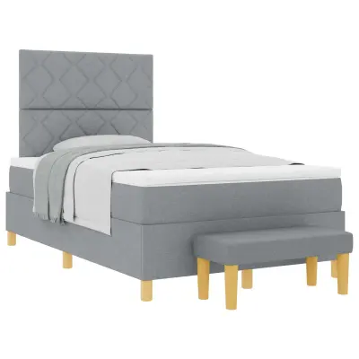 vidaXL Postelja z vzmetnico z vzmetnico Svetlo siva 120 x 200 cm blago