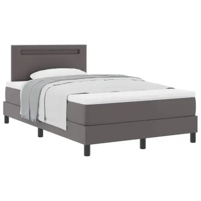 vidaXL Postelja z vzmetnico z vzmetnico Siva 120 x 190 cm Umetna koža