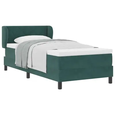 vidaXL Postelja z vzmetnico Temno zelena 100 x 200 cm Žamet