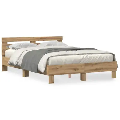 vidaXL Konstrukcija postelje z vzglavjem artisan hrast 140 x 190 cm