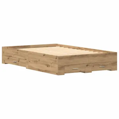 vidaXL Konstrukcija postelje Umetni hrast 120 x 190 cm Konstruiran les