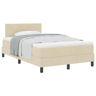 vidaXL Postelja z vzmetnico z vzmetnico krema 120 x 200 cm blago