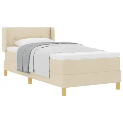 vidaXL Postelja z vzmetnico z vzmetnico krema 200 x 100 cm Poliester