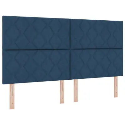 vidaXL Postelja z vzmetnico z vzglavjem Modra 180 x 200 cm blago