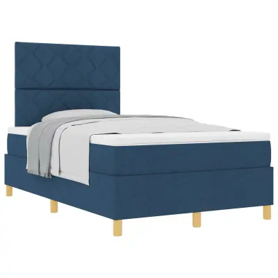 vidaXL Postelja z vzmetnico z vzmetnico Modra 120 x 190 cm blago