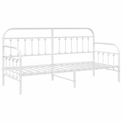vidaXL Okvir dnevne postelje z vzglavjem Bela 80 x 200 cm Jeklo