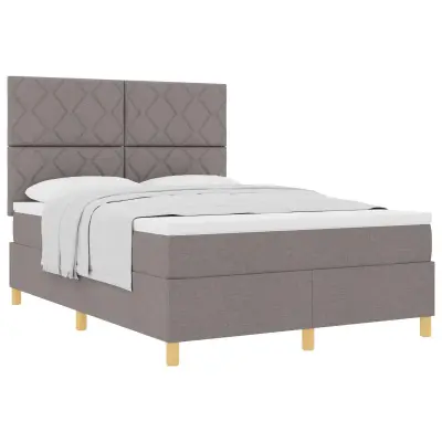 vidaXL Postelja z vzmetnico z vzmetnico Taupe 140 x 200 cm blago