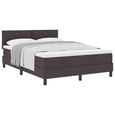 vidaXL Postelja z vzmetnico z vzmetnico Temno rjava 140 x 190 cm blago