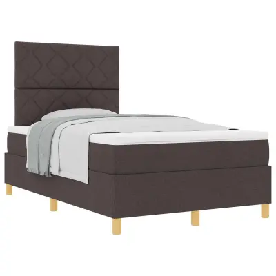 vidaXL Postelja z vzmetnico z vzmetnico Temno rjava 120 x 190 cm blago