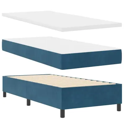 vidaXL Postelja z vzmetnico z vzmetnico Temno modra 90 x 190 cm Žamet