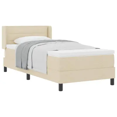 vidaXL Postelja z vzmetnico z vzmetnico krema 200 x 100 cm Poliester