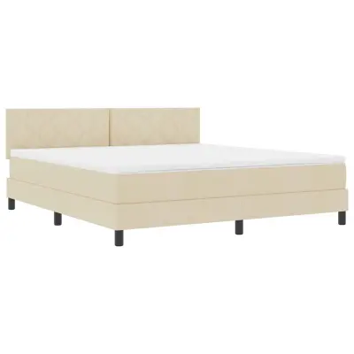 vidaXL Postelja boxspring z vzmetnico krema 180 x 200 cm blago