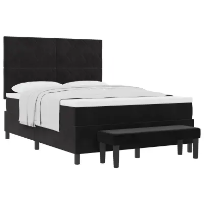 vidaXL Postelja z vzmetnico z vzmetnico Črna 160 x 200 cm Žamet