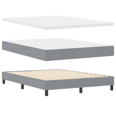 vidaXL Postelja boxspring z vzmetnico Svetlo siva 140 x 200 cm