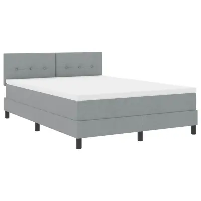 vidaXL Postelja boxspring z vzmetnico Svetlo siva 140 x 200 cm blago