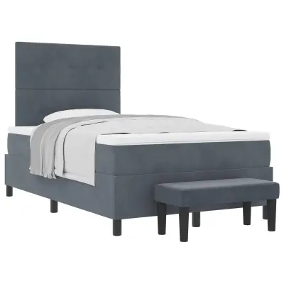 vidaXL Postelja z vzmetnico z vzmetnico Temno siva 120 x 190 cm Žamet