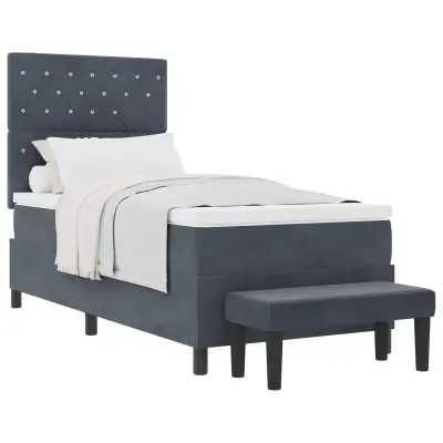 vidaXL Postelja z vzmetnico z vzmetnico Temno siva 100 x 200 cm Žamet