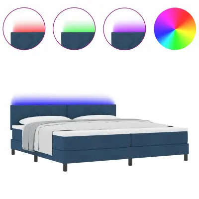 vidaXL Postelja z vzmetnico z vzmetnico Modra 200 x 200 cm blago