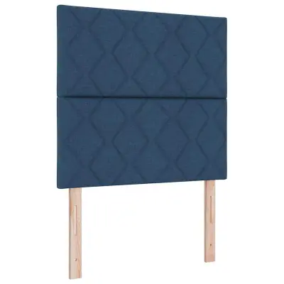 vidaXL Postelja z vzmetnico z vzglavjem Modra 90 x 190 cm blago