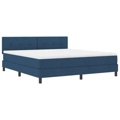 vidaXL Postelja boxspring z vzmetnico Modra 180 x 200 cm blago
