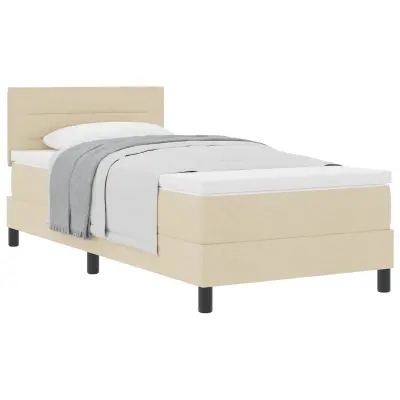 vidaXL Postelja z vzmetnico z vzmetnico krema 100 x 200 cm blago