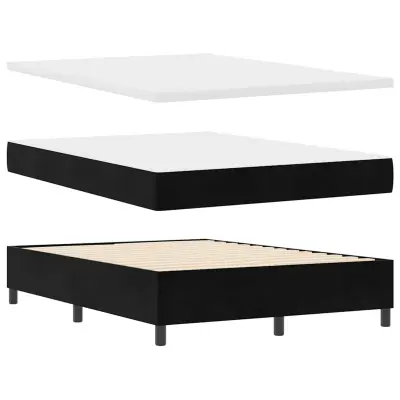 vidaXL Postelja z vzmetnico z vzmetnico Črna 140 x 190 cm Žamet