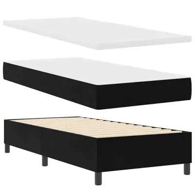 vidaXL Postelja z vzmetnico z vzmetnico Črna 80 x 200 cm Žamet