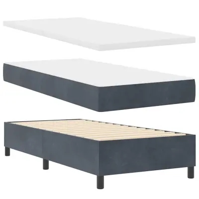 vidaXL Postelja z vzmetnico z vzmetnico Temno siva 90 x 190 cm Žamet