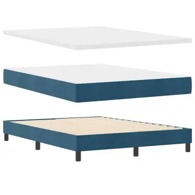 vidaXL Postelja z vzmetnico Črna 100x200 cm Žamet Temno modra
