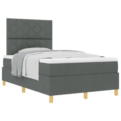 vidaXL Postelja z vzmetnico z vzmetnico Temno siva 120 x 190 cm blago