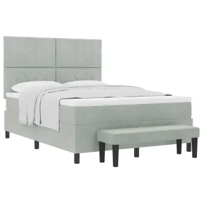 vidaXL Postelja z vzmetnico z vzmetnico Svetlo siva 160 x 200 cm Žamet